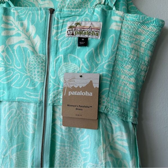 Patagonia Pataloha 100% Organic Cotton Ulu Bend Blue Floral Hawaiian Dress - Picture 6 of 10